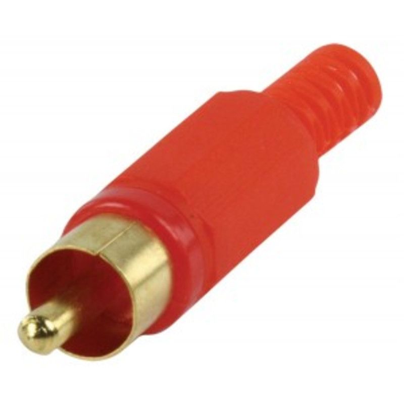 CAP214L/R: RCA PLUG WITH CABLE PROTECTOR(RED)