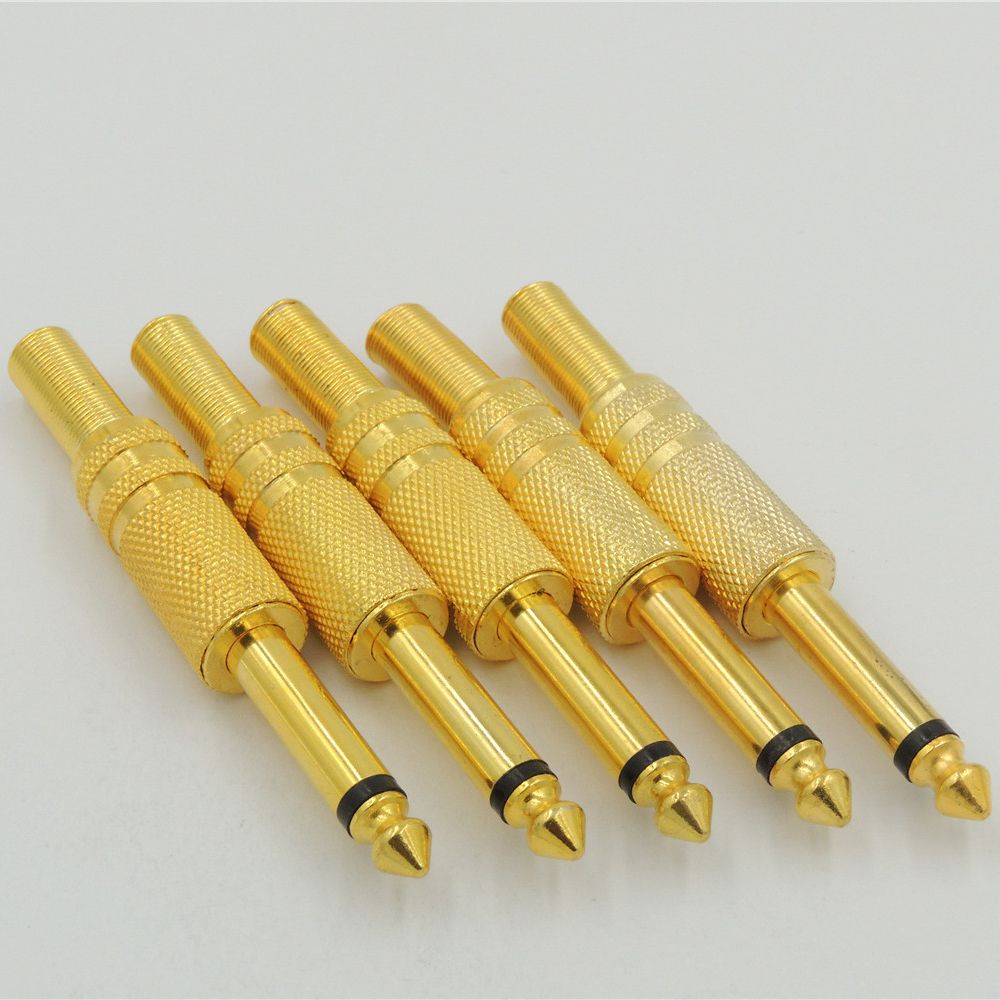 CAP217G: 6.35mm MONO PLUG,W/SPRING METAL FOR 7mm GOLD PLATED WITH TUBE