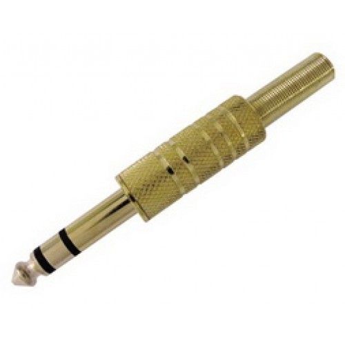 CAP218G: 6.35mm STEREO PLUG,W/SPRING METAL GOLD PLATED
