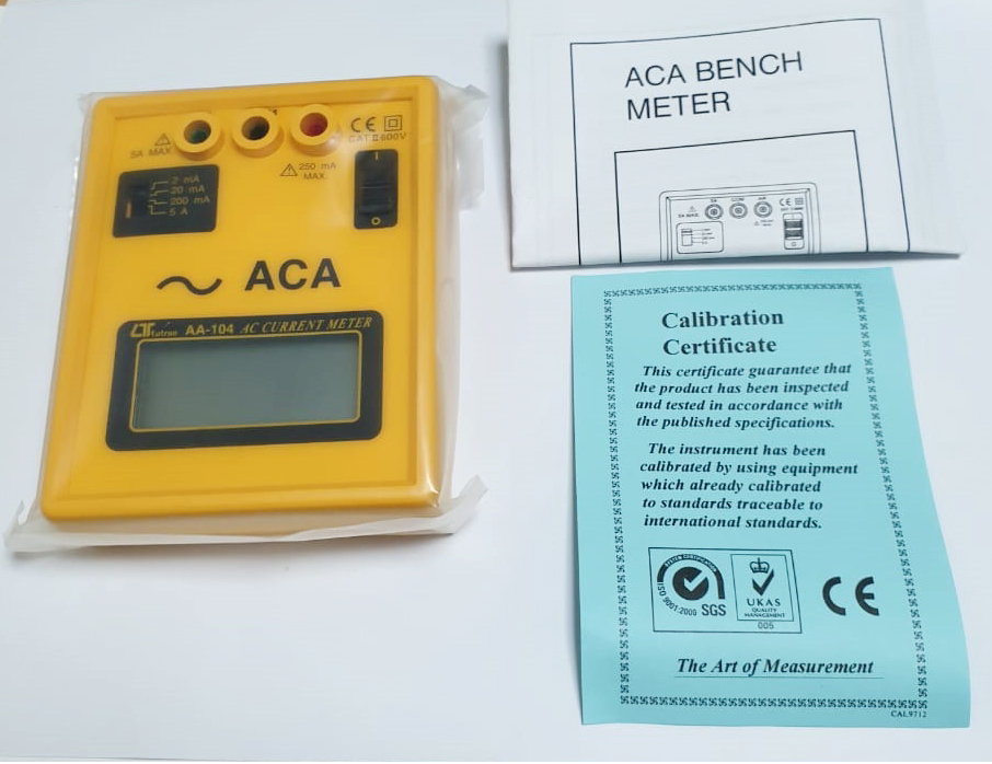 AA-104 :   LCD ACA Bench Meter, AC: 2mA / 20mA / 200mA / 5A.