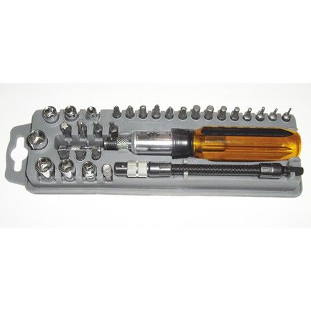 8PK-204A 33Pcs Ratchet S/D W/Bits & Sockets Set (Metric Size)